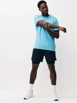 Light Blue Short Sleeve Tee Active Gym Training Top