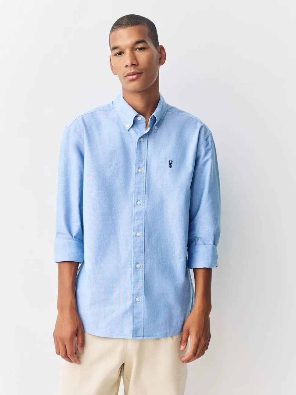 Light Blue Slim Fit Long Sleeve Oxford Shirt