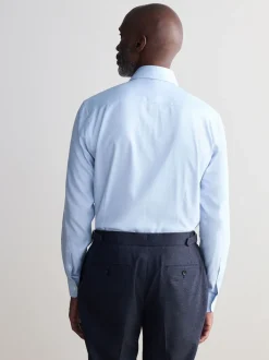 Light Blue Slim Fit Signature 100% Cotton Canclini Textured Shirt