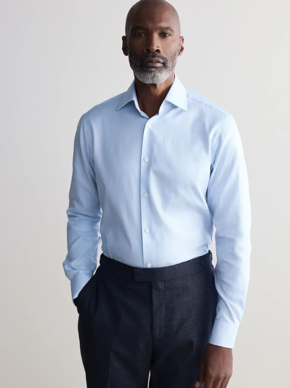 Light Blue Slim Fit Signature 100% Cotton Canclini Textured Shirt