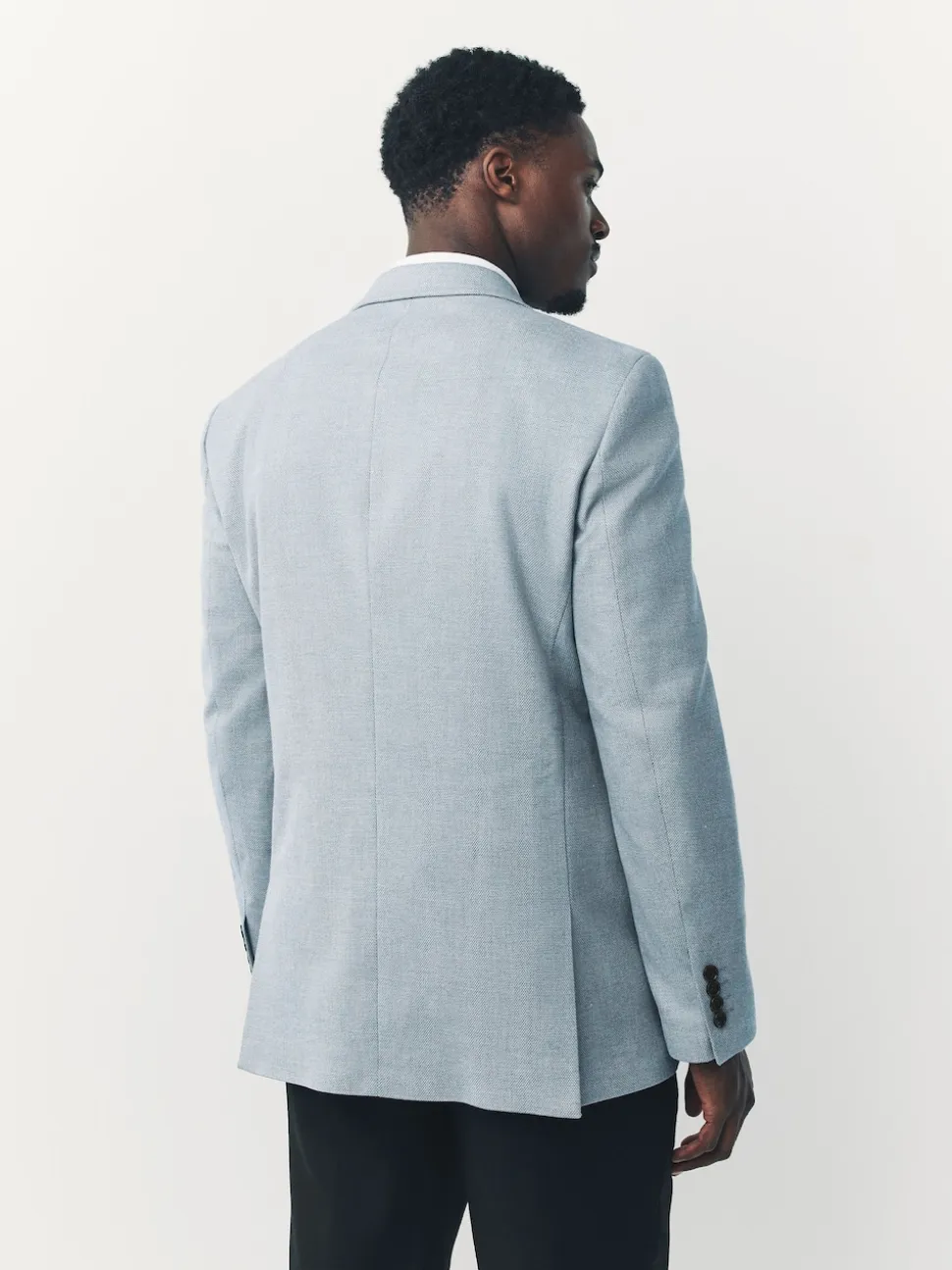 Light Blue Slim Fit Textured Smart Blazer