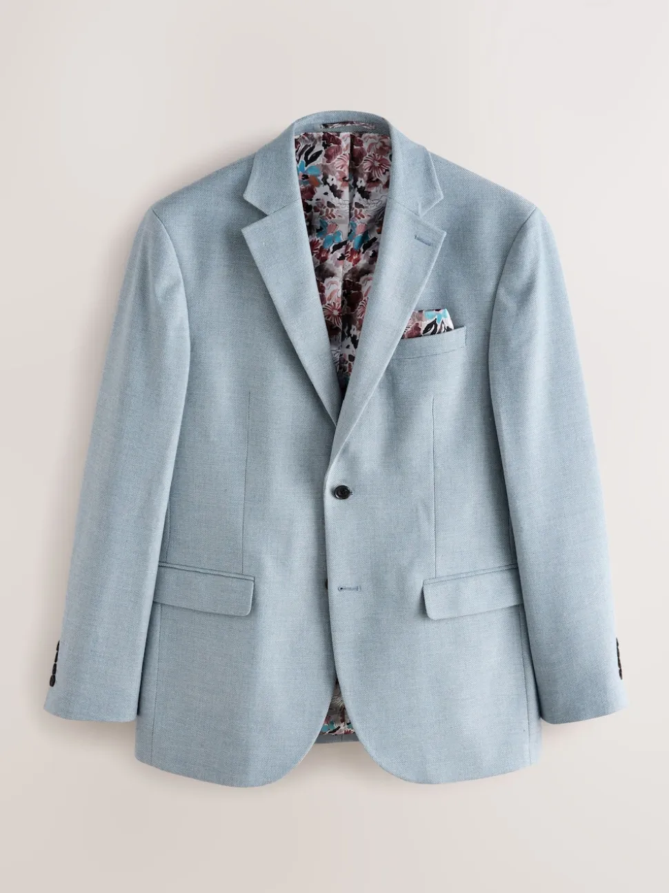 Light Blue Slim Fit Textured Smart Blazer