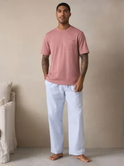 Light Blue Stripe Short Sleeve Pyjamas Set