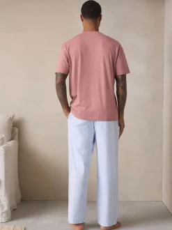 Light Blue Stripe Short Sleeve Pyjamas Set