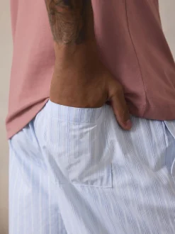 Light Blue Stripe Short Sleeve Pyjamas Set