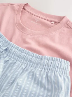 Light Blue Stripe Short Sleeve Pyjamas Set