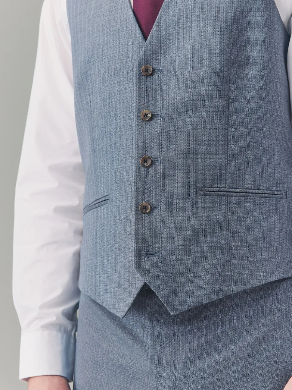 Light Blue Textured Suit Waistcoat