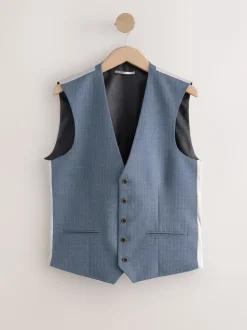 Light Blue Textured Suit Waistcoat