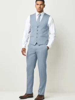 Light Blue Textured Suit Waistcoat