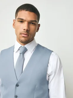 Light Blue Textured Suit Waistcoat