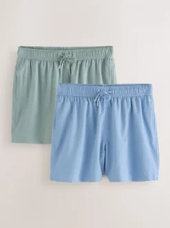 Light Blue/Sage Green Seersucker Swim Shorts