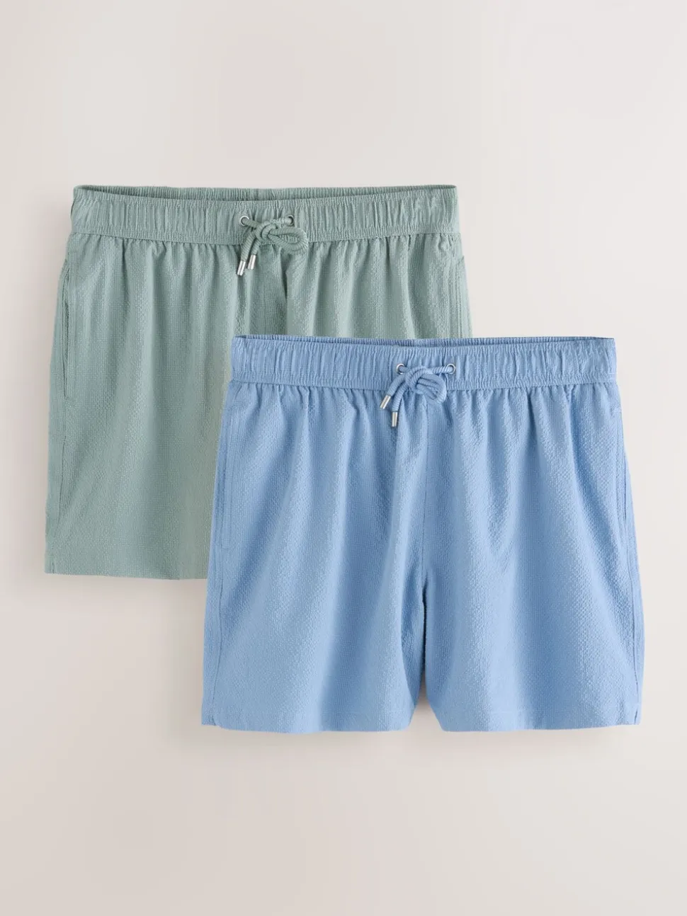 Light Blue/Sage Green Seersucker Swim Shorts
