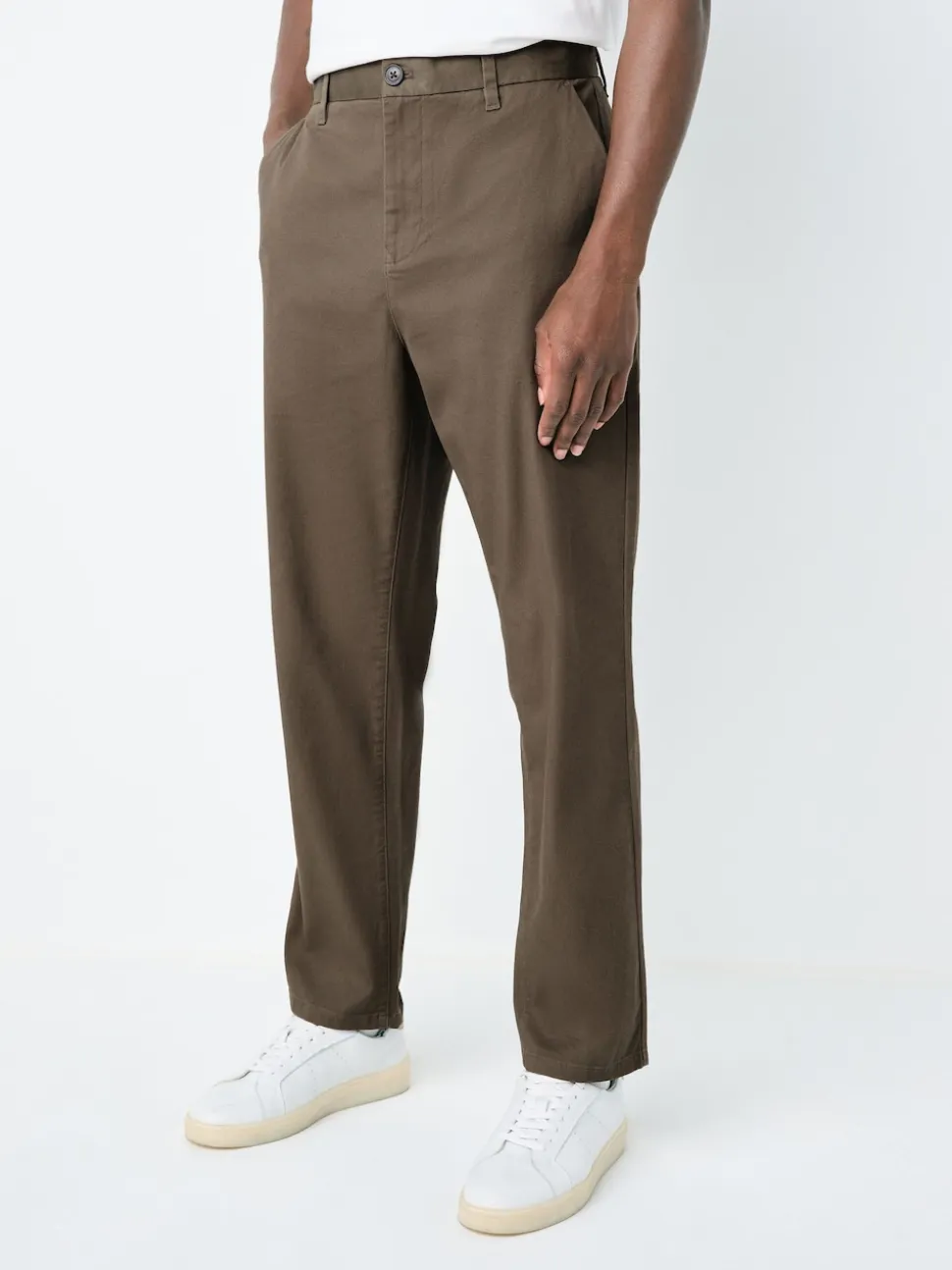 Light Brown Regular Tapered Fit Stretch Chinos Trousers