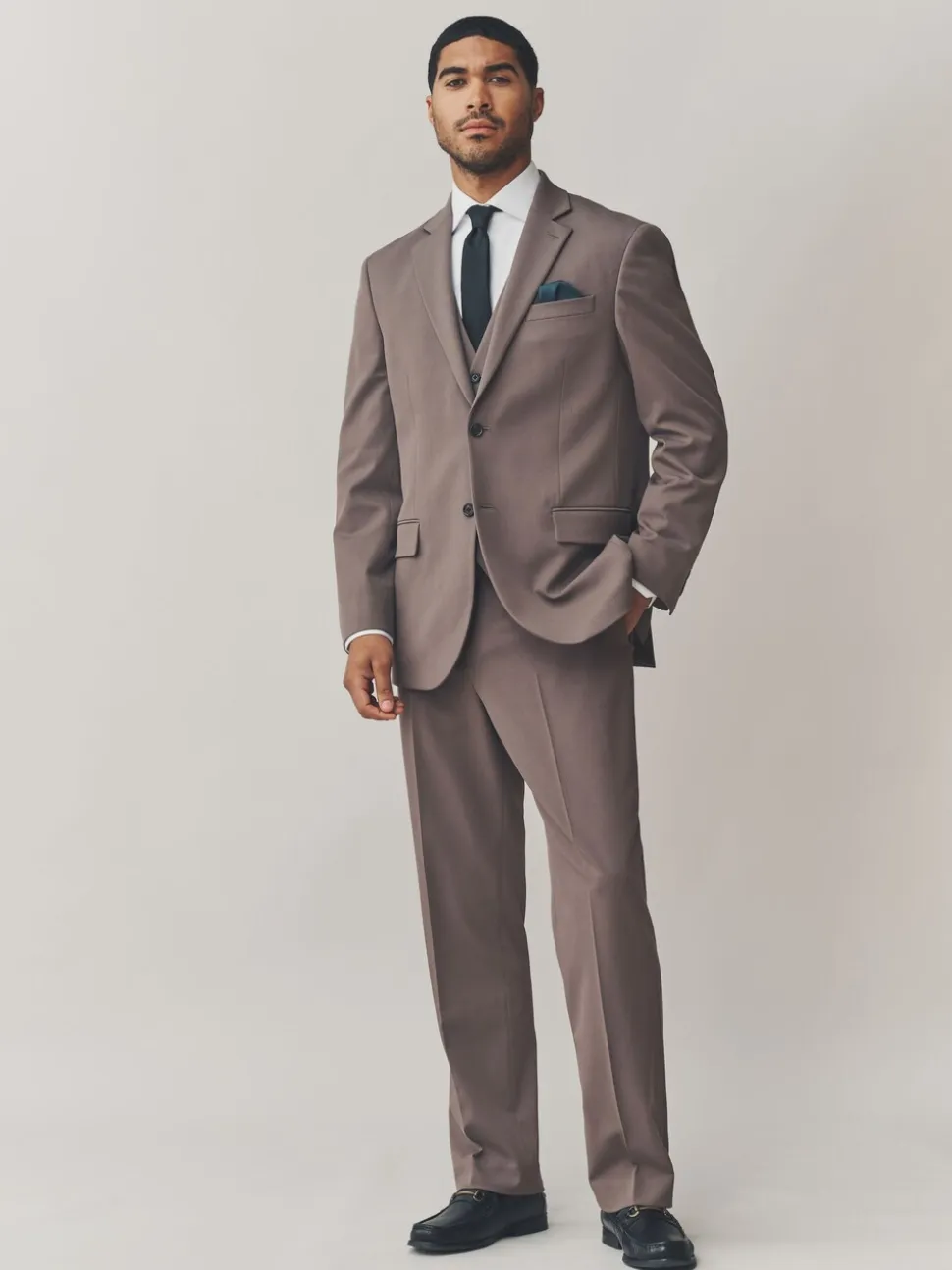 Light Brown Skinny Fit Motionflex Stretch Suit Trousers