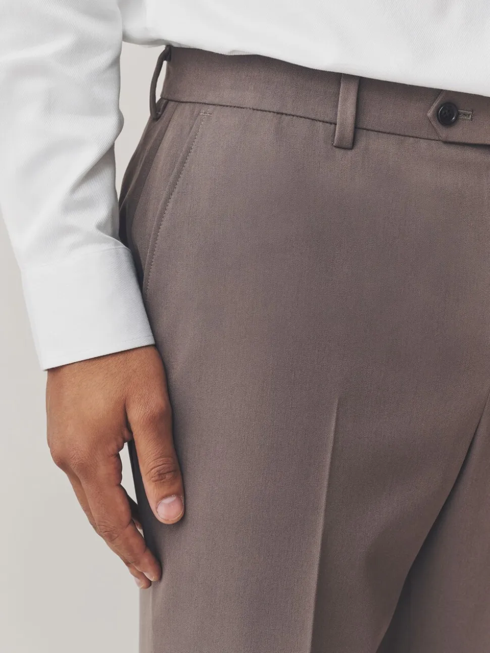 Light Brown Skinny Fit Motionflex Stretch Suit Trousers