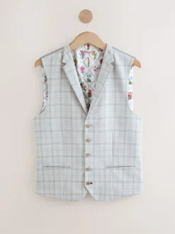 Light Grey Check Suit Waistcoat