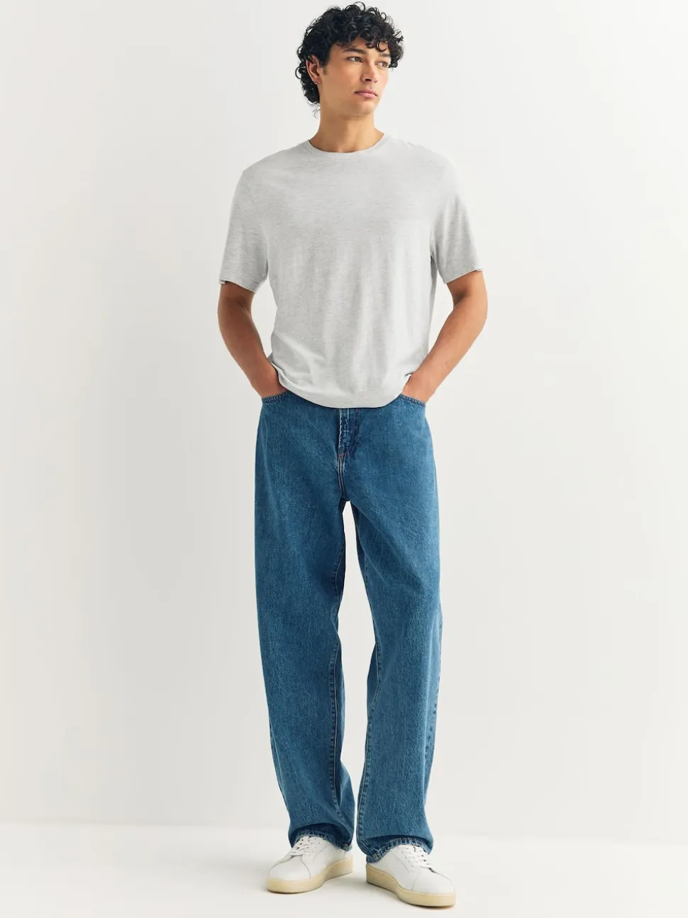 Light Grey Marl Regular Fit Essential Crew Neck Cotton T-Shirt