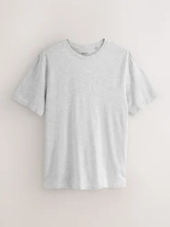 Light Grey Marl Regular Fit Essential Crew Neck Cotton T-Shirt
