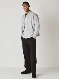 Light Grey Marl Regular Fit Short Sleeve Pique Polo Shirt