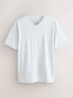 Light Grey Marl Regular Fit Essential V-Neck T-Shirt