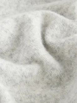 Light Grey Marl Relaxed Fit Cosy Knitted Hoodie with Wool