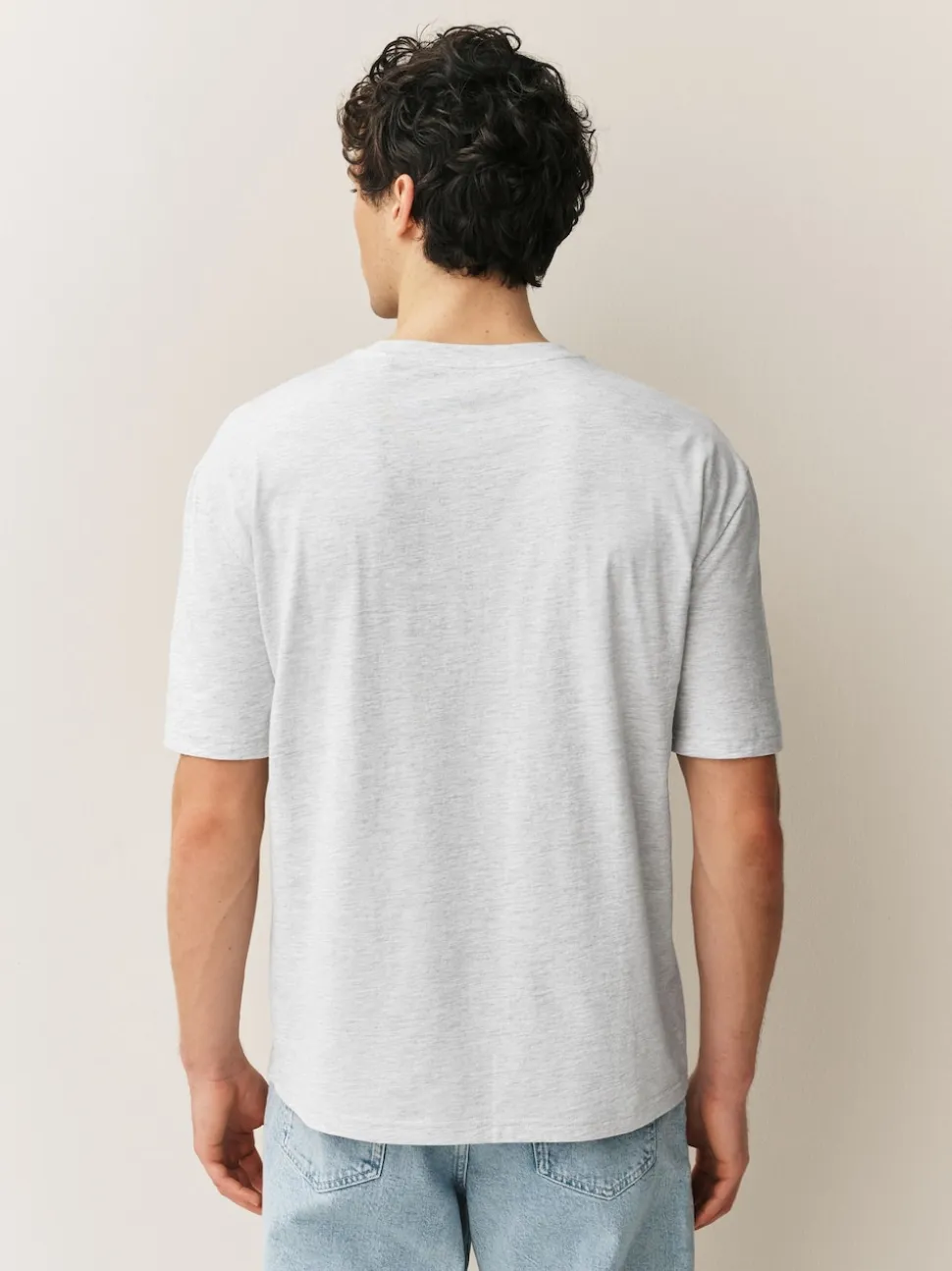 Light Grey Marl Relaxed Fit Essential Crew Neck Cotton T-Shirt