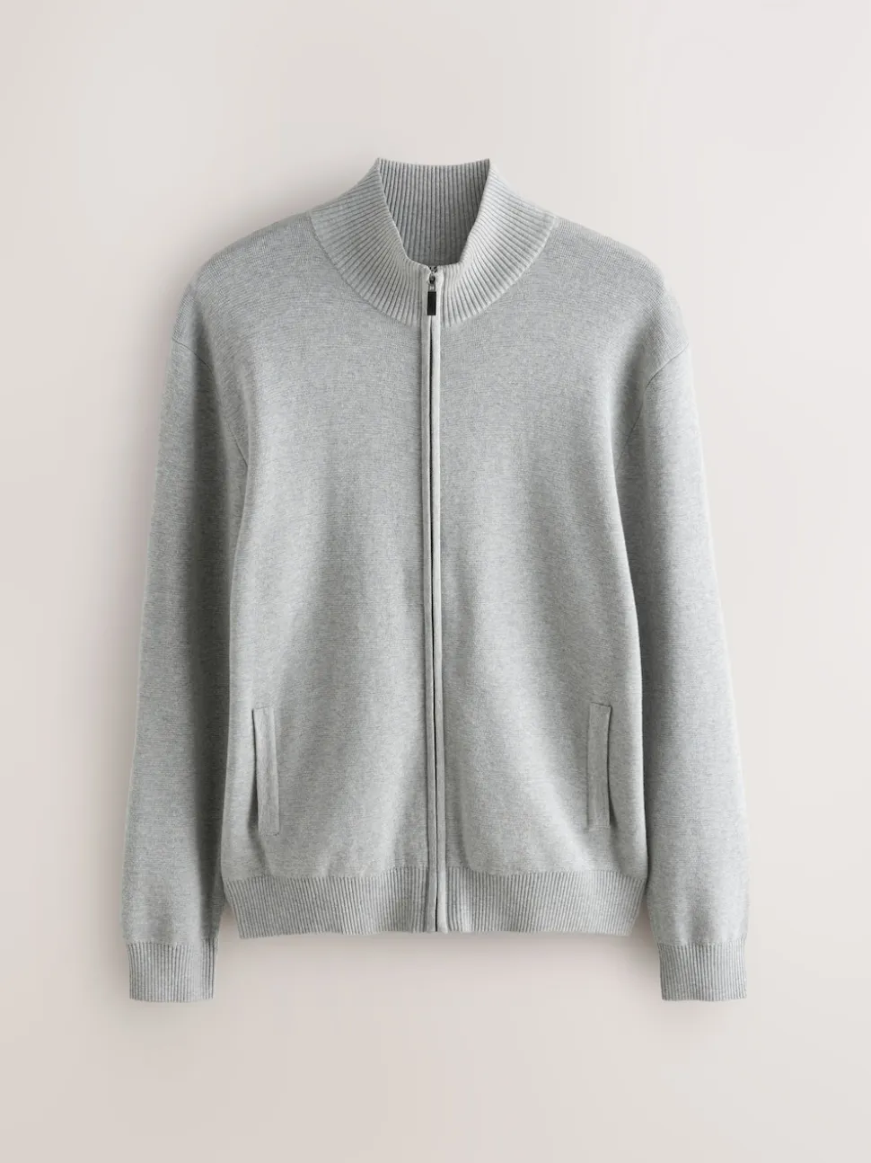 Light Grey N.Premium Regular Fit 100% Cotton Premium Zip-Through Cardigan