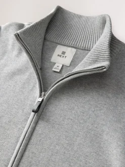 Light Grey N.Premium Regular Fit 100% Cotton Premium Zip-Through Cardigan