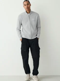 Light Grey N.Premium Regular Fit Mid Weight Zip Through Cardigan