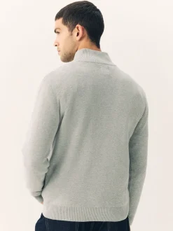 Light Grey Plain N.Premium Regular Fit 100% Cotton Premium Quarter Zip Jumper