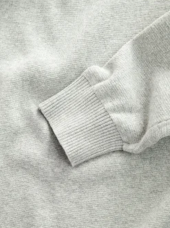 Light Grey Plain N.Premium Regular Fit 100% Cotton Premium Quarter Zip Jumper