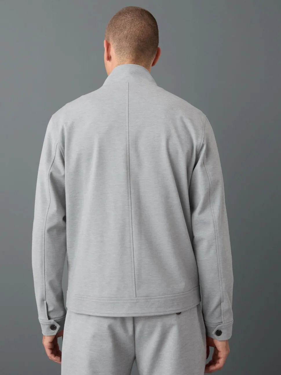 Light Grey Premium Smart Funnel Neck Zip Through With Wool
