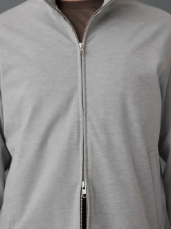 Light Grey Premium Smart Funnel Neck Zip Through With Wool