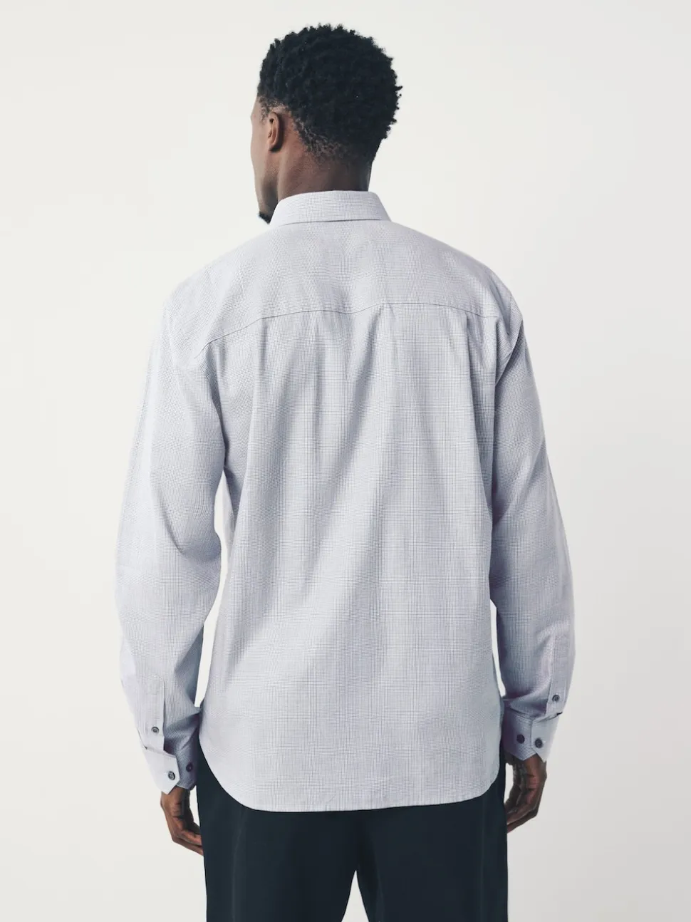 Light Grey Regular Fit Check Soft Touch 100% Cotton Smart Long Sleeve Shirt