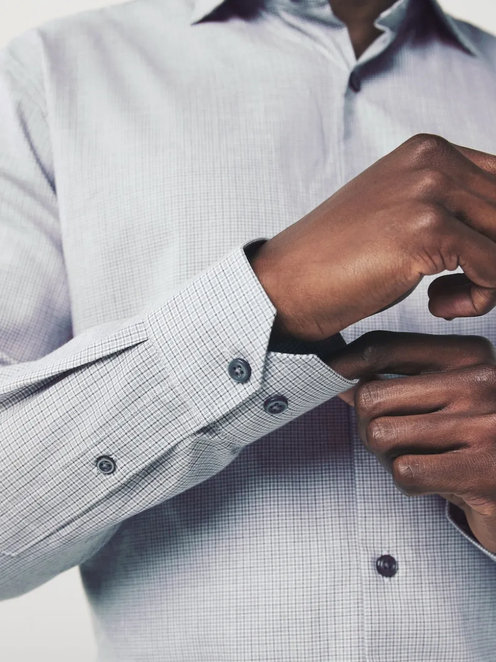 Light Grey Regular Fit Check Soft Touch 100% Cotton Smart Long Sleeve Shirt
