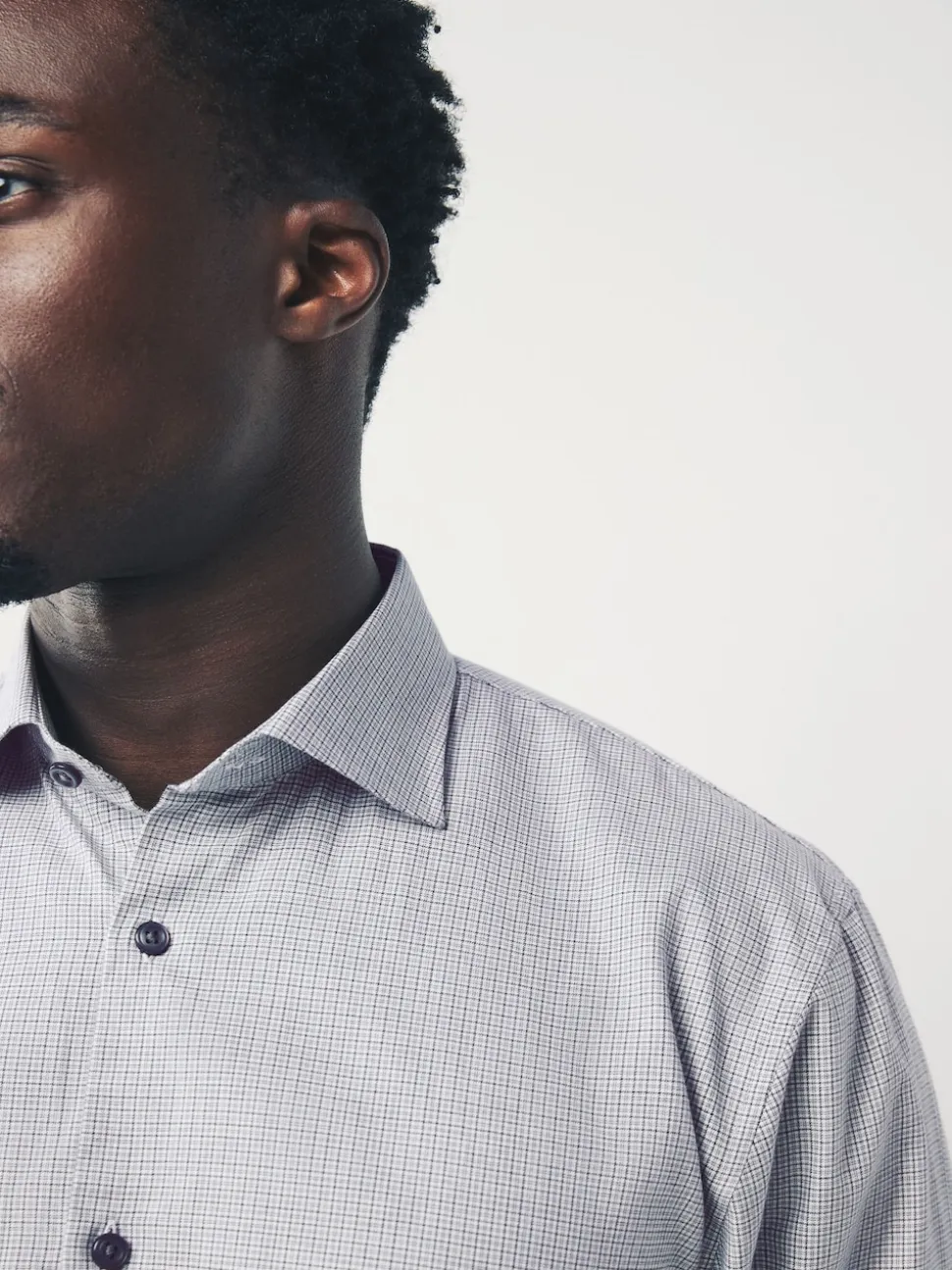 Light Grey Regular Fit Check Soft Touch 100% Cotton Smart Long Sleeve Shirt