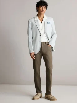 Light Grey Regular Fit Linen Blend Blazer