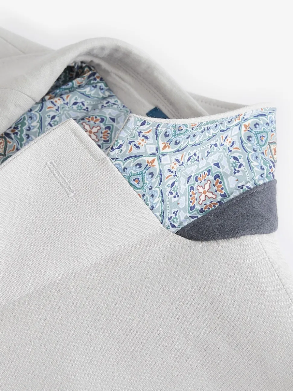 Light Grey Regular Fit Linen Blend Blazer