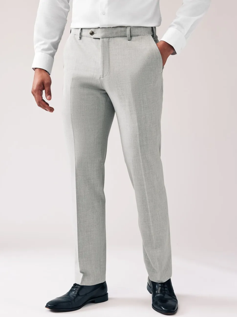 Light Grey Regular Fit Motionflex Stretch Suit Trousers