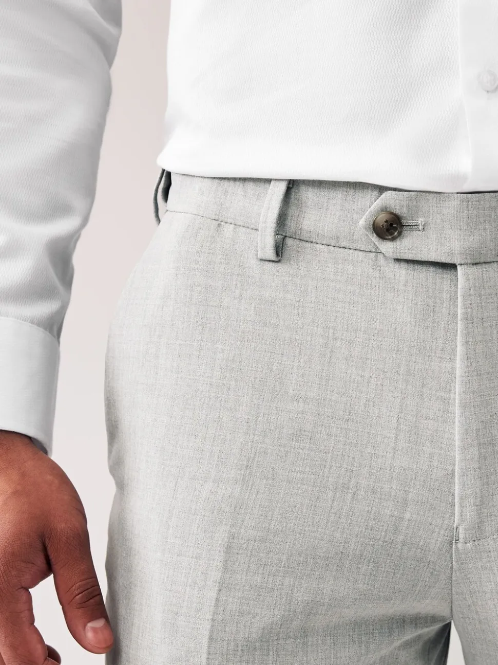 Light Grey Regular Fit Motionflex Stretch Suit Trousers