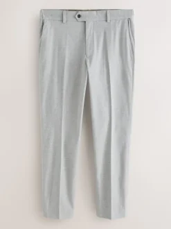 Light Grey Regular Fit Smart Brushed Cotton Trousers