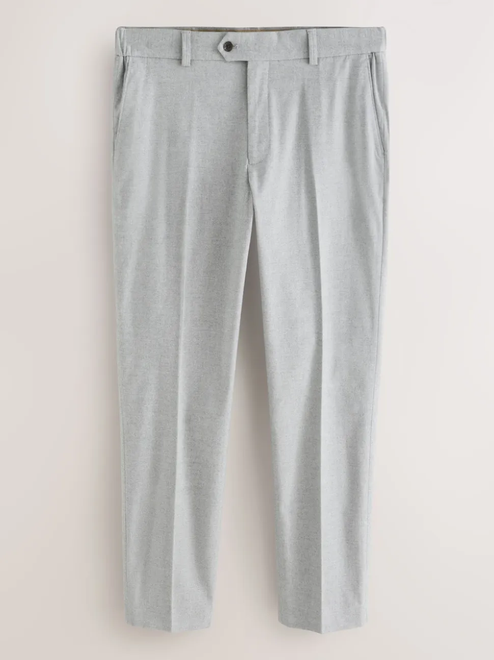 Light Grey Regular Fit Smart Brushed Cotton Trousers