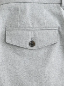 Light Grey Regular Fit Smart Brushed Cotton Trousers