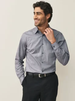 Light Grey Slim Fit Cotton Stretch Long Sleeve Formal Shirt