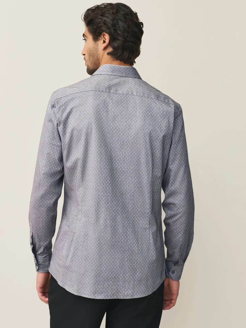 Light Grey Slim Fit Cotton Stretch Long Sleeve Formal Shirt