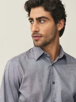 Light Grey Slim Fit Cotton Stretch Long Sleeve Formal Shirt