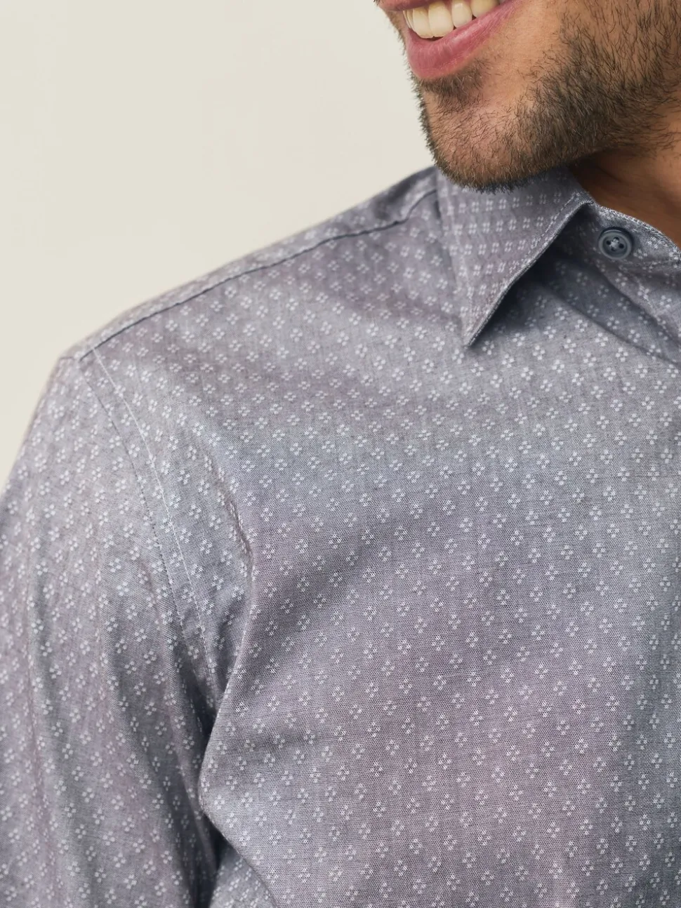Light Grey Slim Fit Cotton Stretch Long Sleeve Formal Shirt