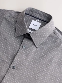 Light Grey Slim Fit Cotton Stretch Long Sleeve Formal Shirt