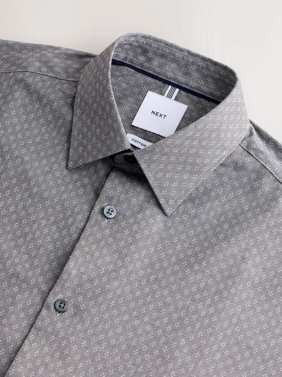 Light Grey Slim Fit Cotton Stretch Long Sleeve Formal Shirt