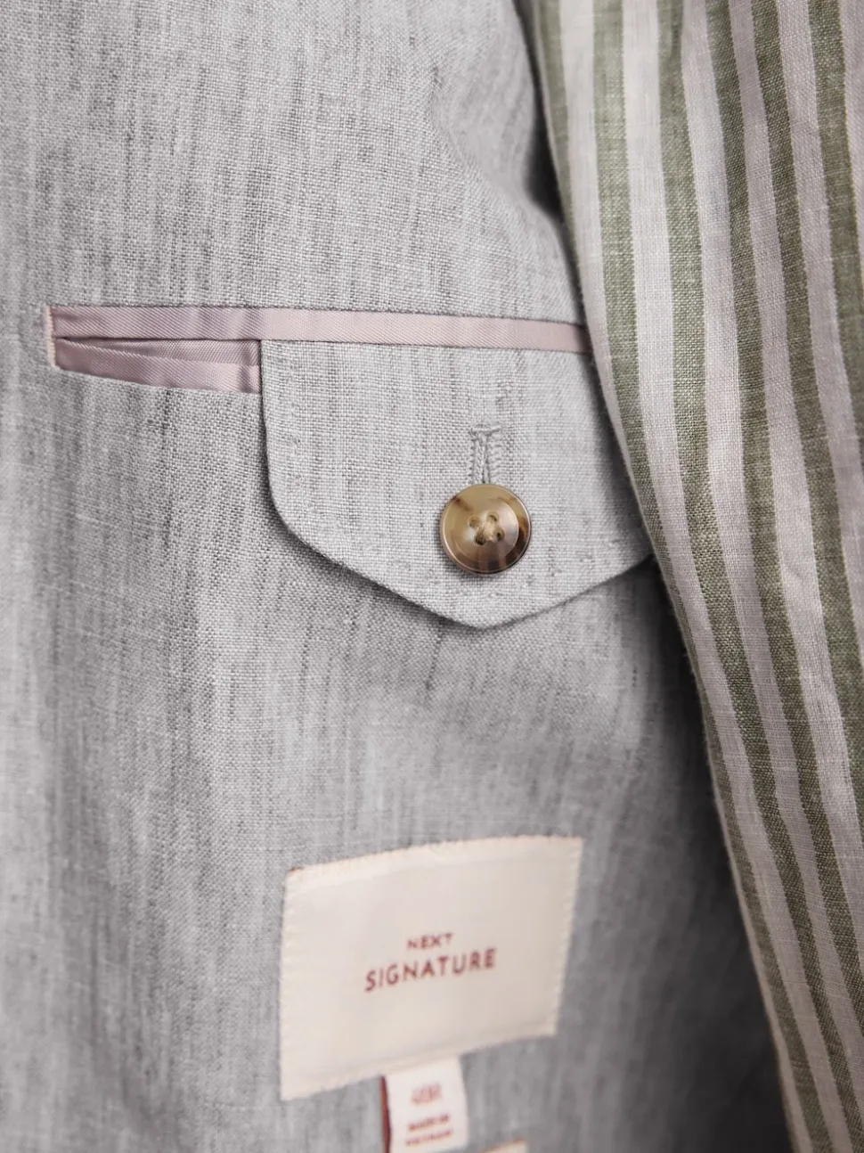 Light Grey Slim Fit Leomaster Italian 100% Linen Suit Jacket